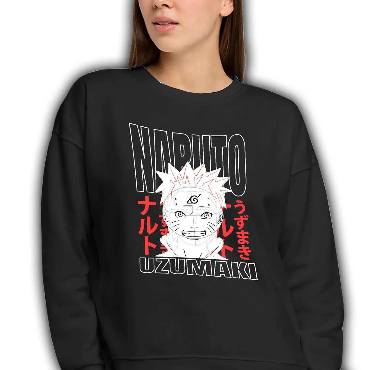 Dresowa Bluza Damska Czarna Na Prezent Dla Fana Naruto Uzumaki Wzory - Xl