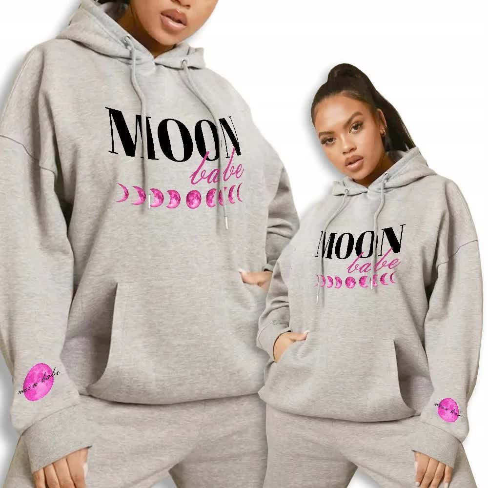 Bluza Kangurek Szara Damska Moon Babe Wzory Xxl