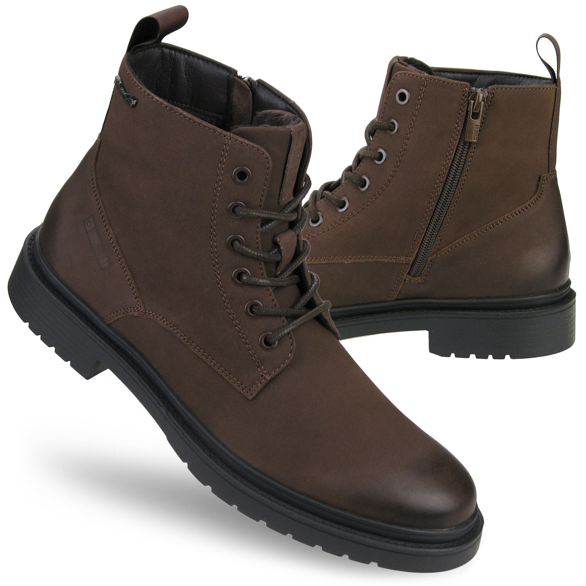 BUTY męskie ZIMOWE BIG STAR SKÓRZANE ocieplane półbuty OO174149 45