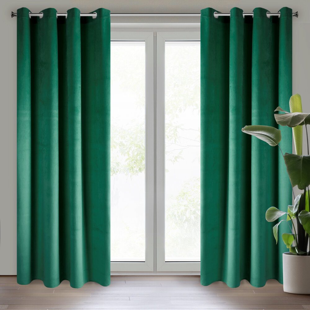 Zasłona gotowa na przelotkach MELANIE 140x250 Eurofirany butelkowy zielony