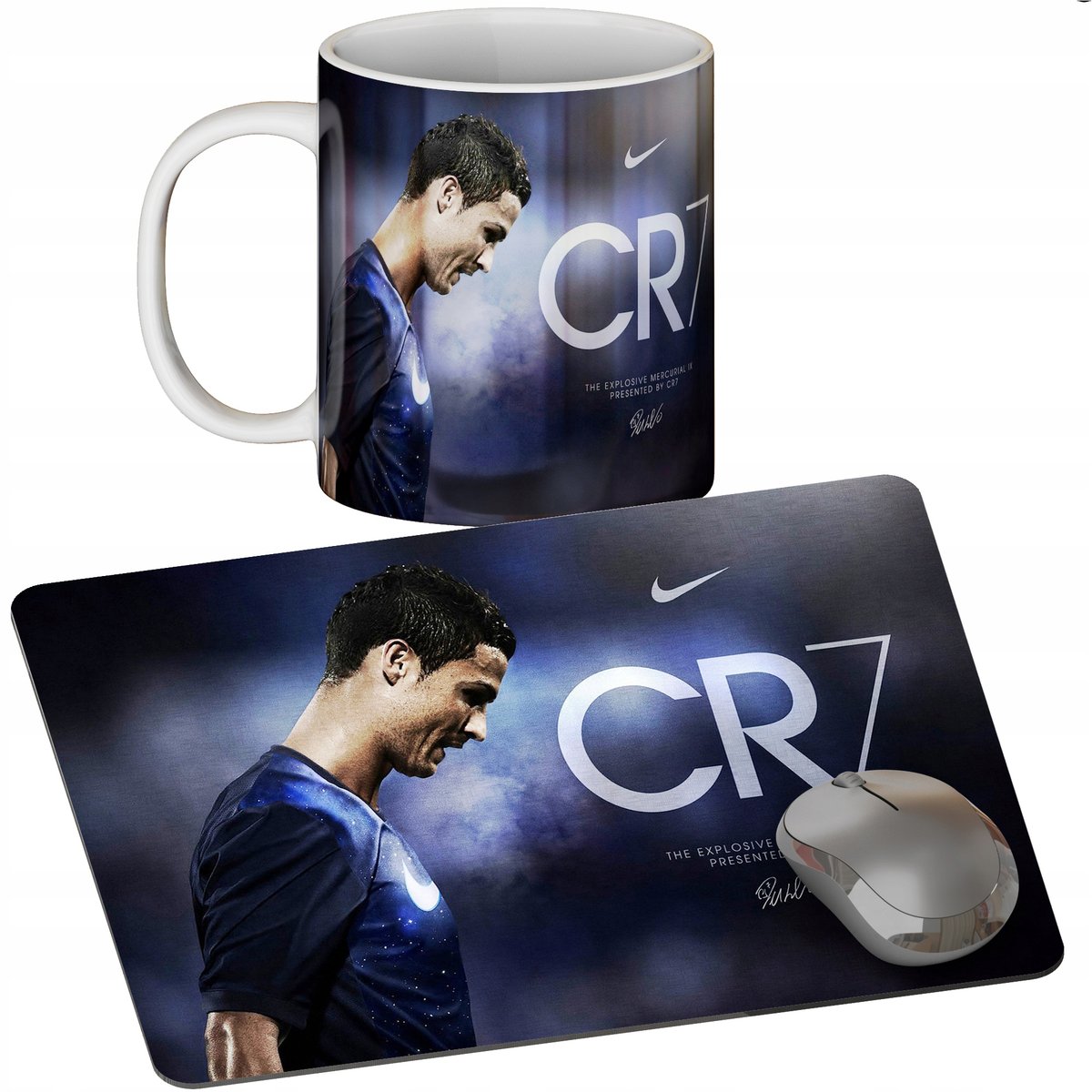 Zestaw Kubek + Podkładka - Cristiano Ronaldo - Prezent Wiele Wzorów + Imię