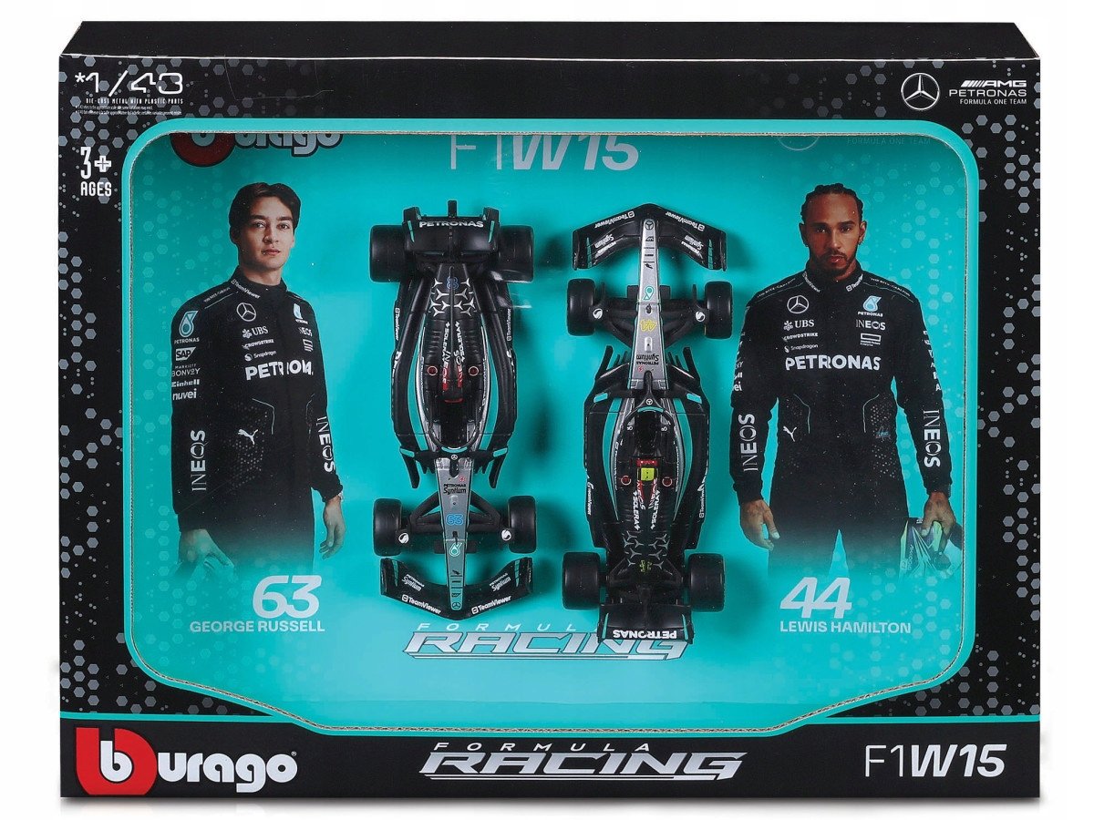 Mercedes-AMG W15 Hamilton Russell ZESTAW BOLIDÓW F1 1:43 BBURAGO 18-38115