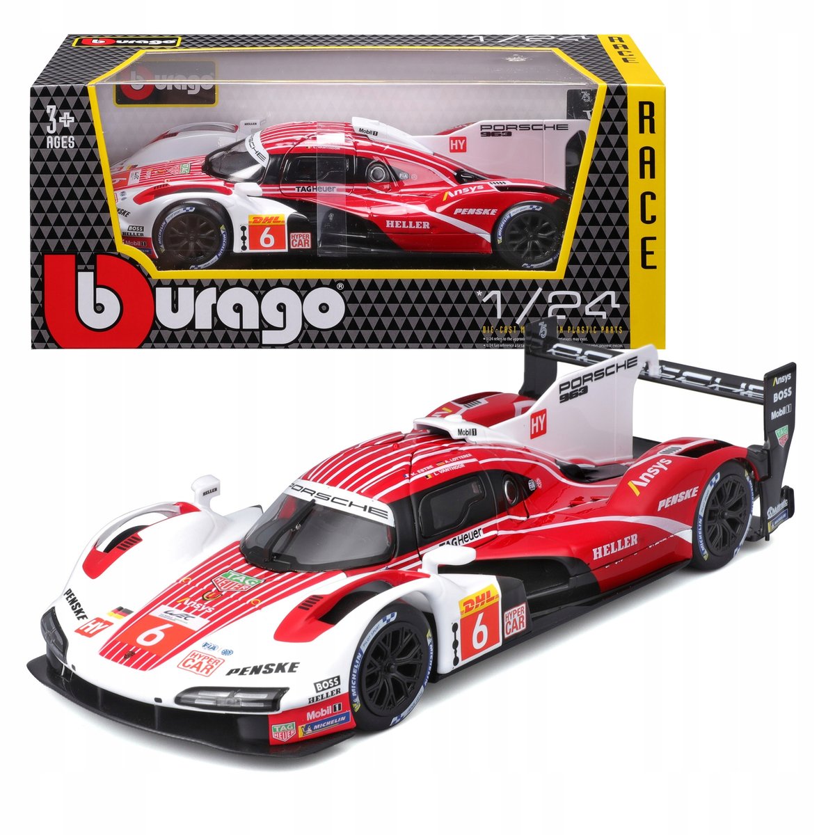 Porsche 963 #6 Penske Motorsport FIA WEC 24h Le Mans 1:24 Bburago 18-28042