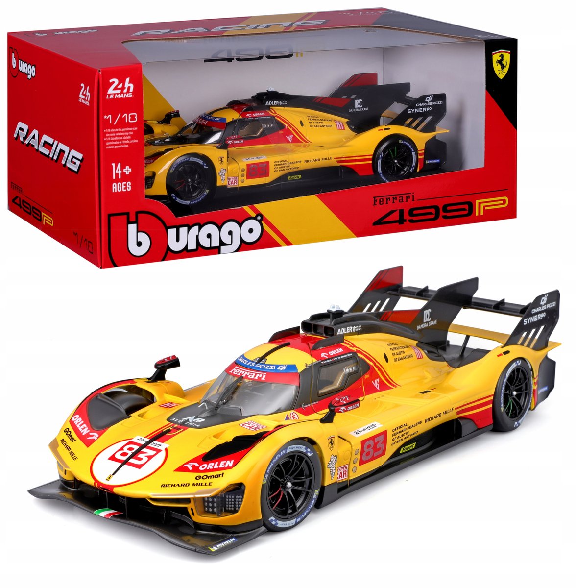 Ferrari 499P #83 Kubica AF CORSE LMH FIA Hypercar 1:18 Bburago 18-16304