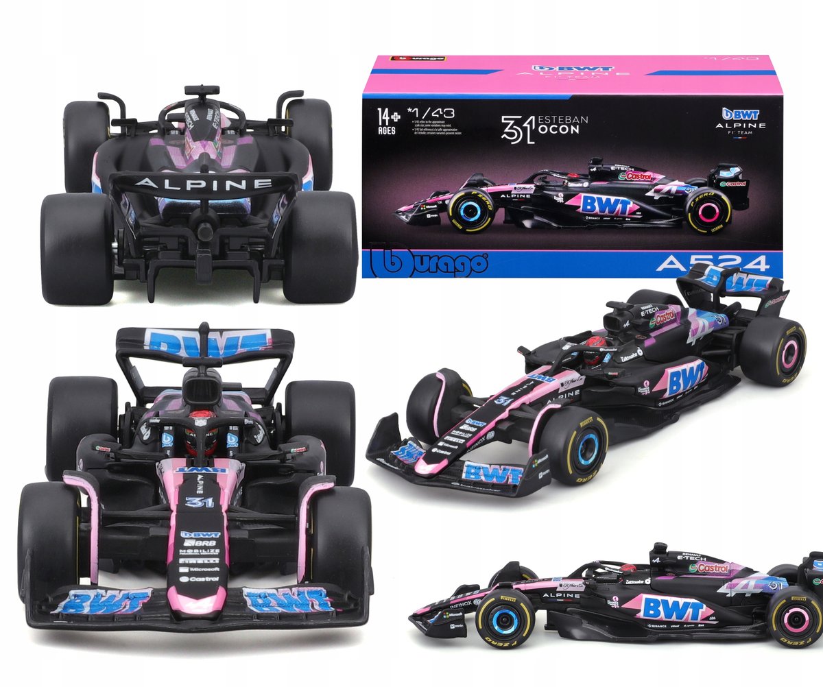 BOLID F1 BWT Alpine Team A524 2024 Esteban Ocon 1:43 model BBURAGO 18-38220