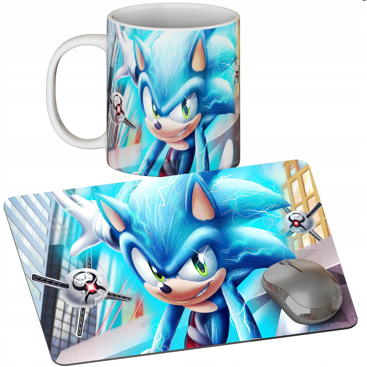 Zestaw Kubek + Podkładka - Sonic - Prezent Wiele Wzorów + Imię