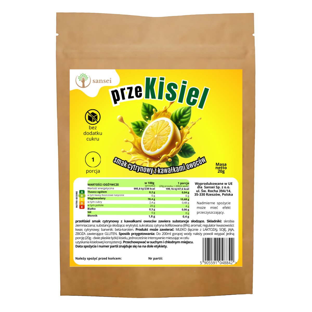 Sansei Kisiel bez dodatku cukru op. 20g smak cytrynowy