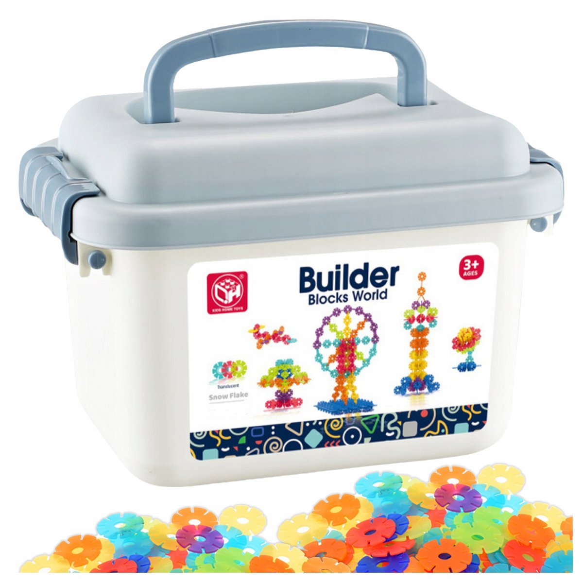 Klocki PŁATKI ŚNIEGU Konstrukcyjne Edukacyjne Klocki KWIATKI Zestaw 140 el.