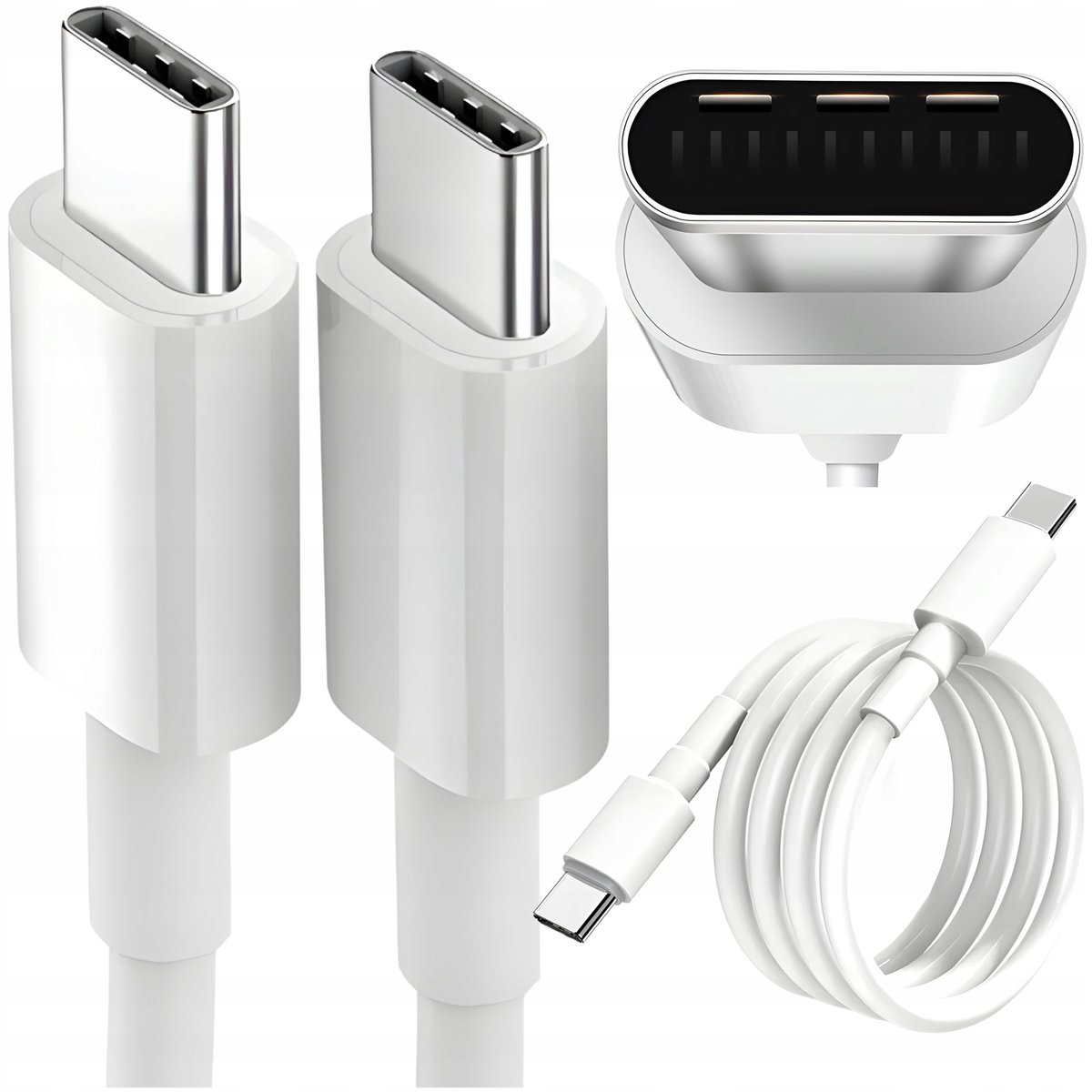 KABEL USB TYP-C DO TYP-C PD USB-C 3,6A BIAŁY 1M 100W SZYBKIE ŁADOWANIE Tele