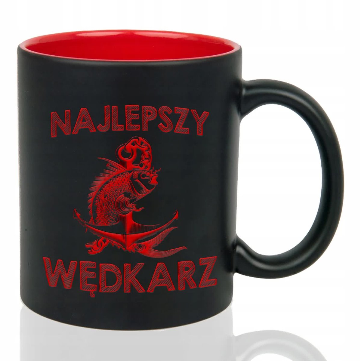 Kubek Grawer CZERWONY IDEALNY PREZENT DLA WĘDKARZA Najlepszy Wędkarz Wzory