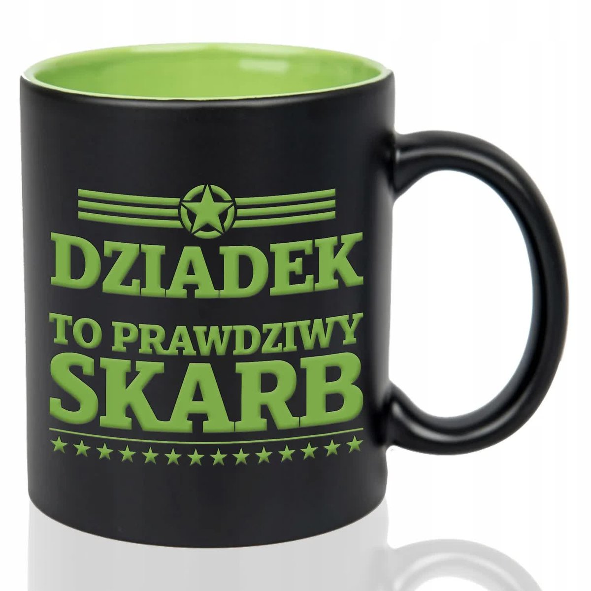 Kubek Czarny Wnętrze Zielone DZIADEK TO PRAWDZIWY SKARB Grawer Mix Wzorów