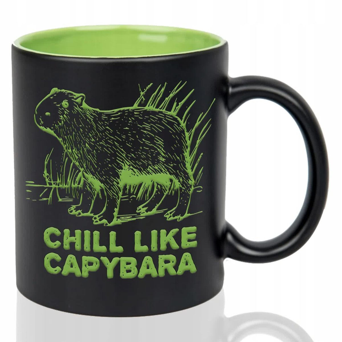 KUBEK GRAWER Zielony Upominek Na Prezent Urodziny CHILL LIKE CAPYBARA Wzory