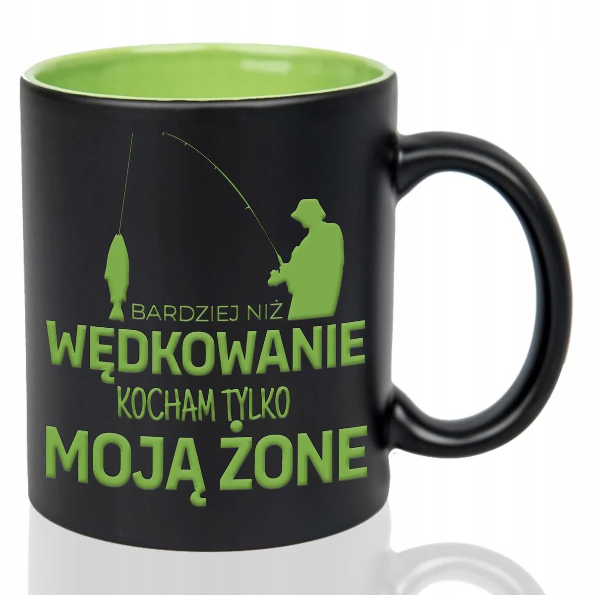 Kubek Grawer ZIELONE PREZENT MĘŻA Bardziej niż wędkowanie kocham żone WZORY