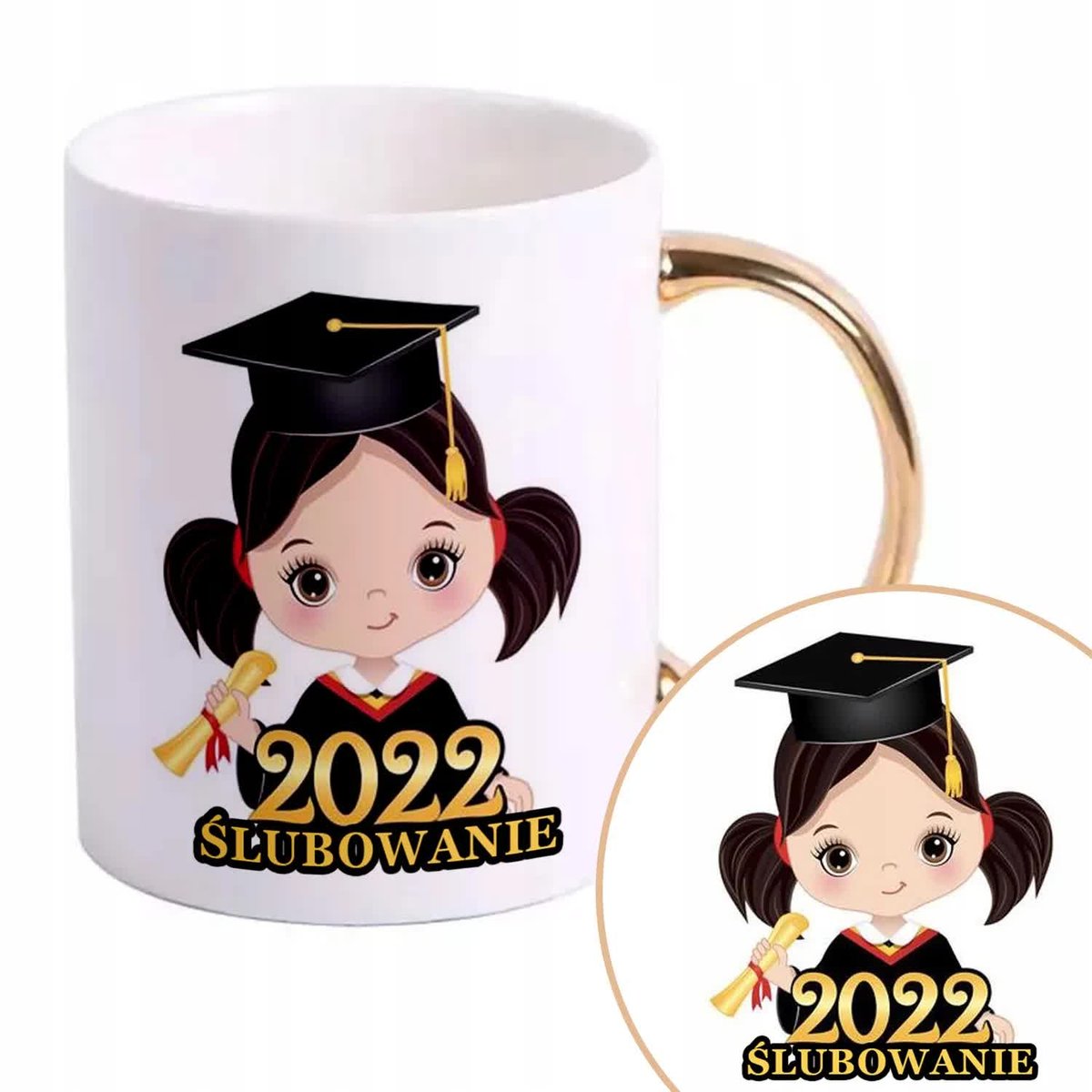 Kubek ZŁOTY NA ŚLUBOWANIE 2022 Dla Dziewczynki Wz