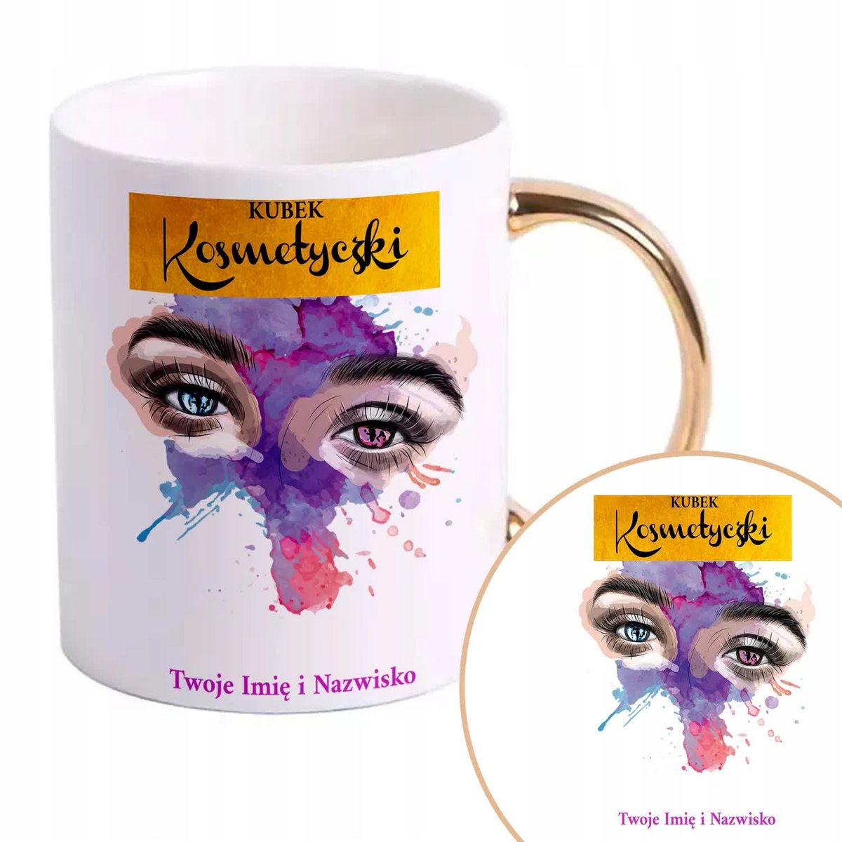Personalizowany Złoty Kubek Dla Kosmetyczki Wz