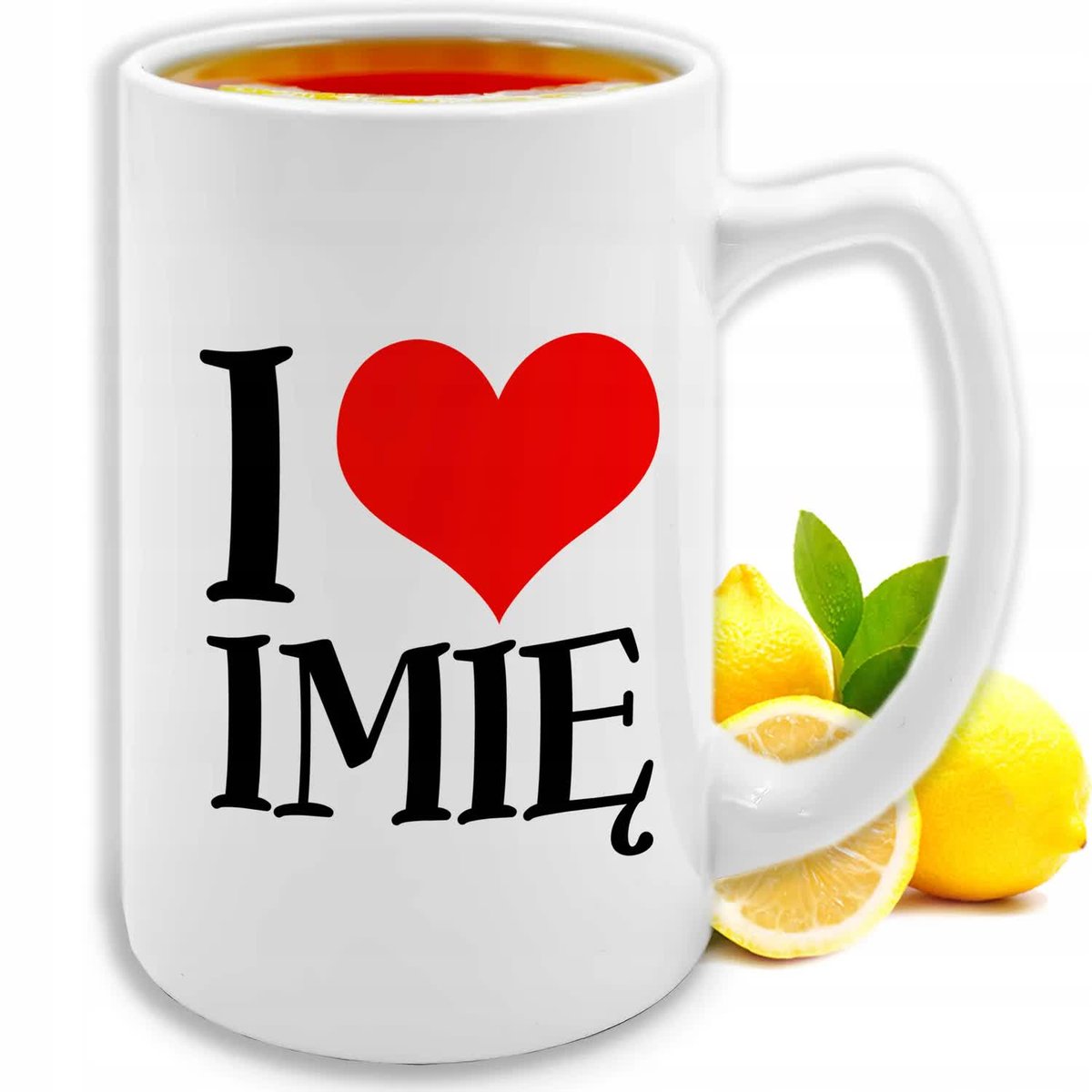 KUBEK XXL BIAŁY 413ml I LOVE IMIĘ Serce Napis dla Zakochanych Wiele Wzorów