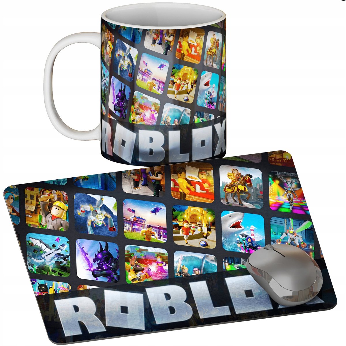 Zestaw Kubek + Podkładka - Roblox Gra Online - Prezent Wiele Wzorów + Imię