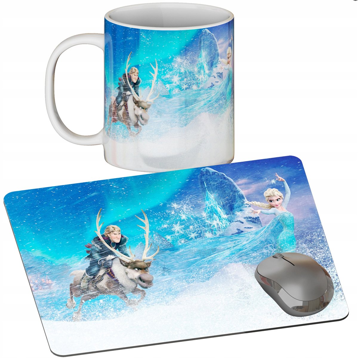 Zestaw Kubek + Podkładka - Elsa Kraina Lodu - Prezent Wiele Wzorów + Imię