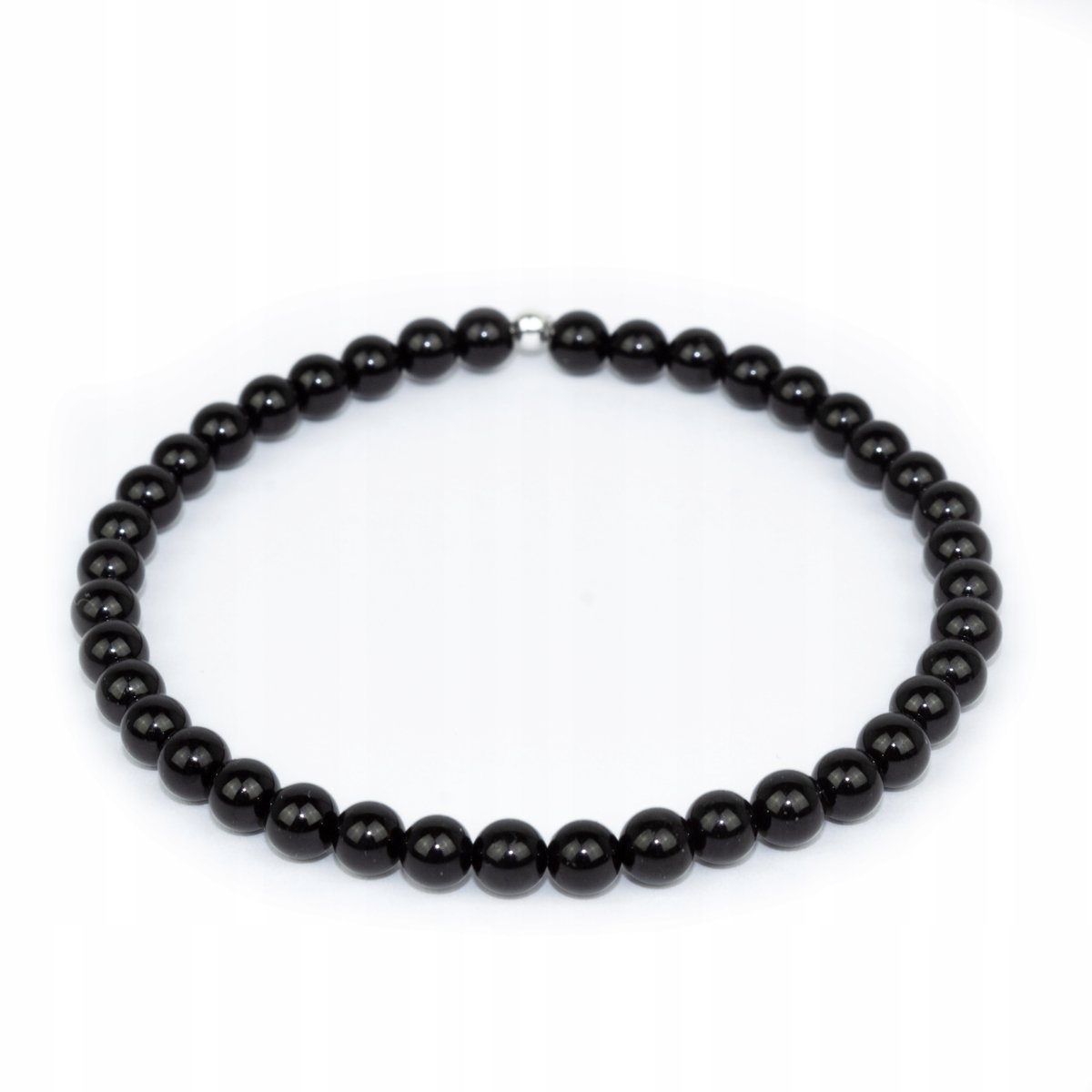 Bransoletka CZARNY TURMALIN kule 4,4mm na gumce