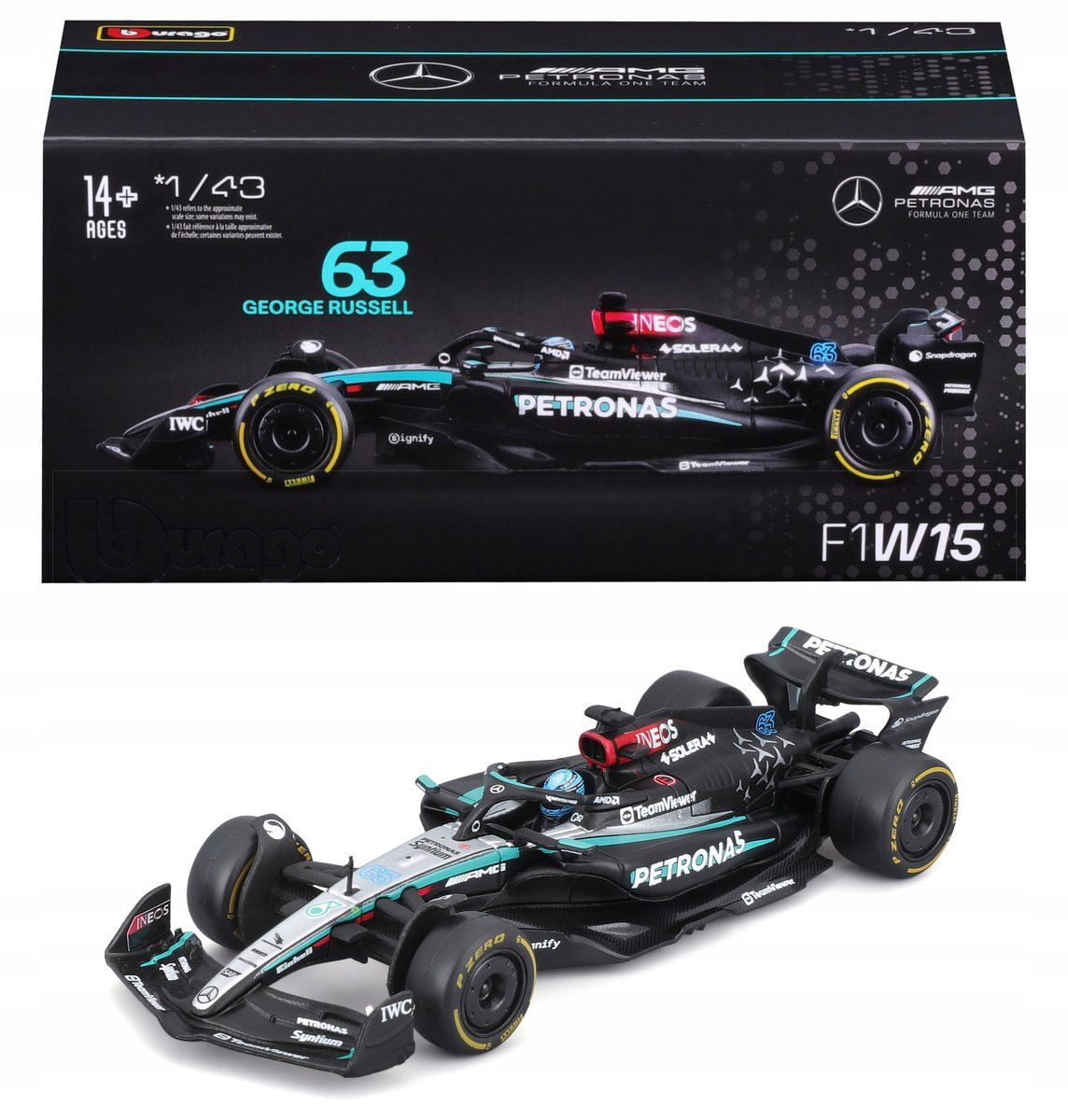 BOLID F1 Mercedes AMG W15 2024 George Russell 1:43 BBURAGO 18-38209