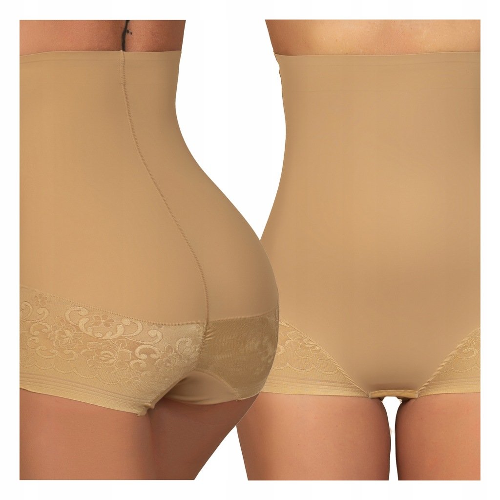 Wyszczuplające majtki FIGI modelujące BRZUCH wysoki stan KORYGUJĄCE koronka