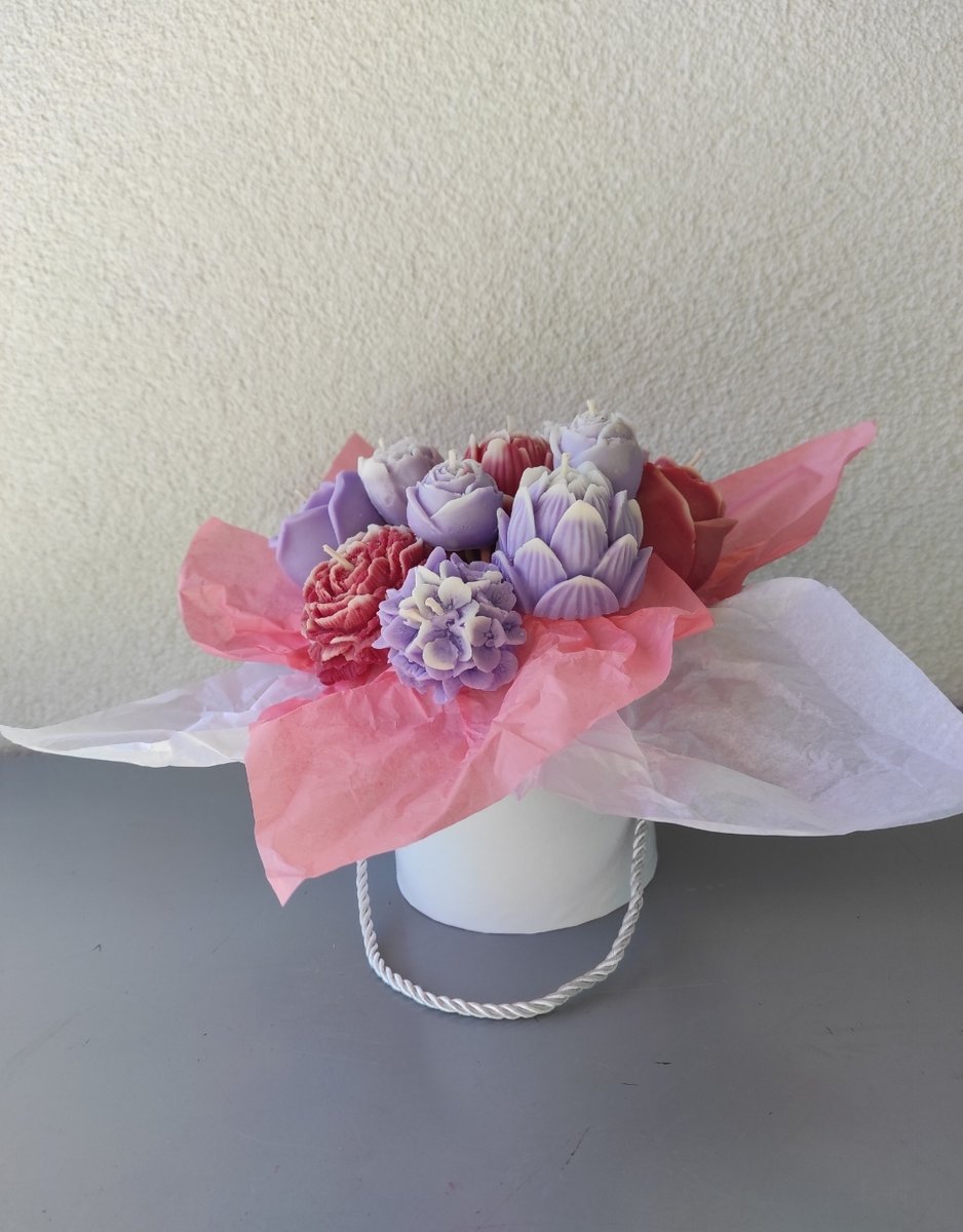 Box średni Kwiat Jagody bukiet flower box świec sojowych