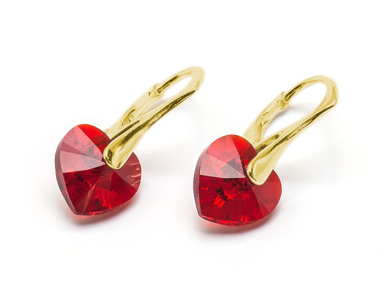 Kolczyki pozłacane srebro 925 z kryształami Swarovski Serca 10mm Siam