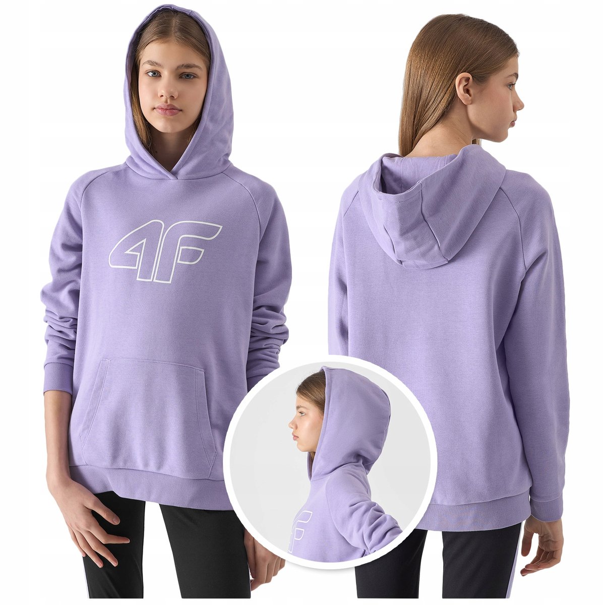 BLUZA dziecięca z KAPTUREM dla dziewczynki 4F dresowa 4FJWSS24TSWSF0921 122