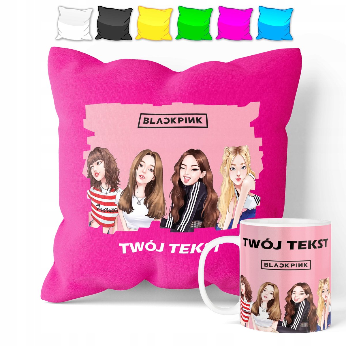 ZESTAW: KUBEK + POSZEWKA - BLACKPINK KPOP - PREZENT WIELE WZORÓW + IMIĘ