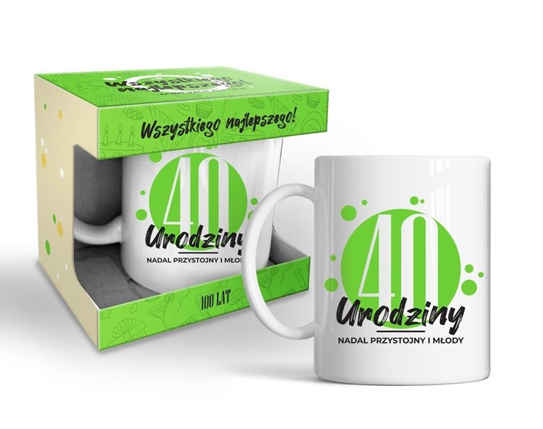 Kubek Happy day green urodzinowy w pudełku - 40 lat