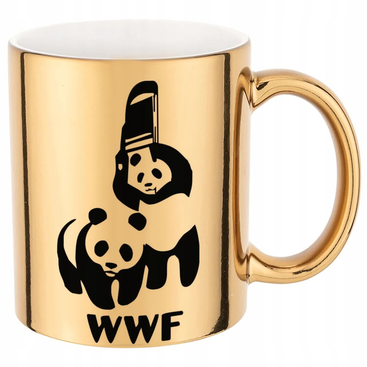 KUBEK ZŁOTY PREZENT ŚMIESZNA PANDA WWF WYSOKIEJ JAKOŚCI NADRUK WULGARNE WZ