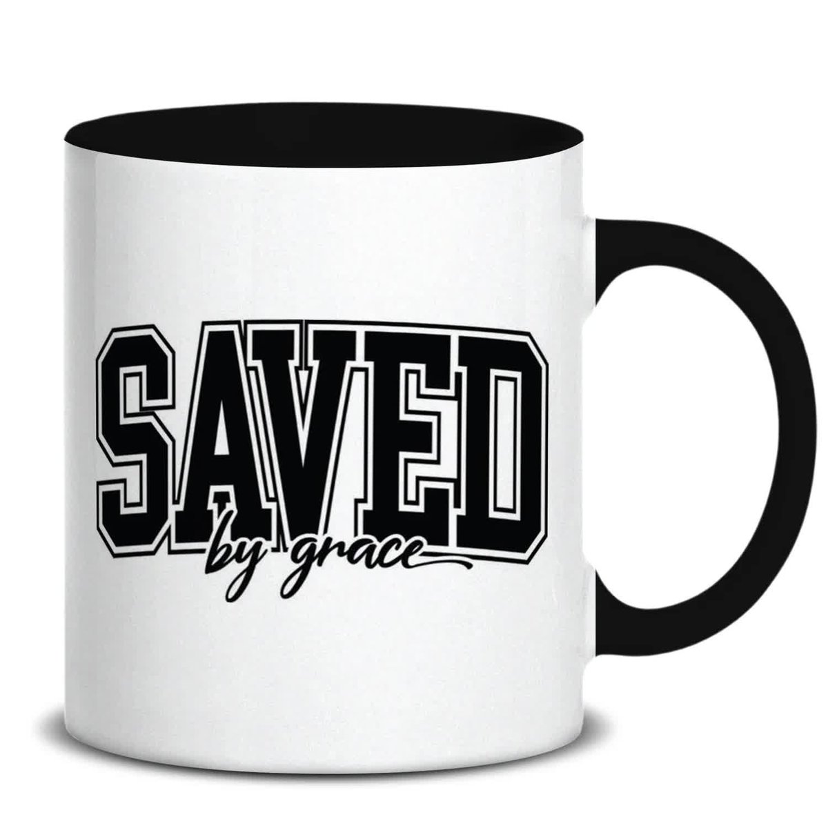 KUBEK BIAŁY PREZENT SAVED BY GRACE WYSOKIEJ JAKOŚCI NADRUK HARDCOROWE WZORY