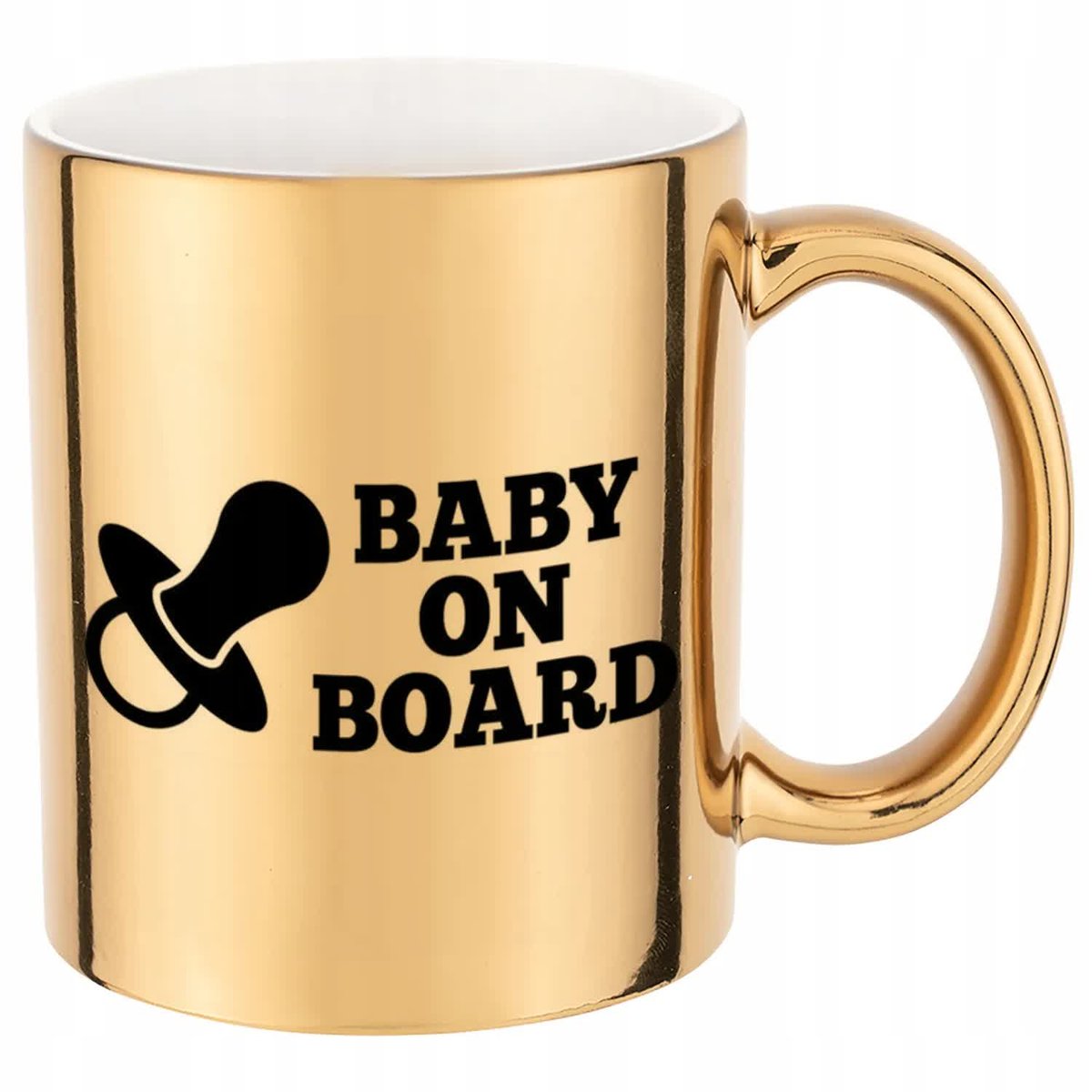 KUBEK ZŁOTY PREZENT BABY ON BOARD WYSOKIEJ JAKOŚCI NADRUK HARDCOROWE WZORY
