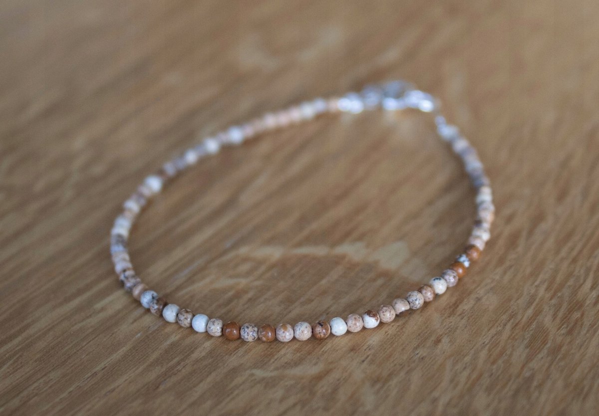 Bransoletka naturalny JASPIS OBRAZKOWY kule 2,0mm agalag