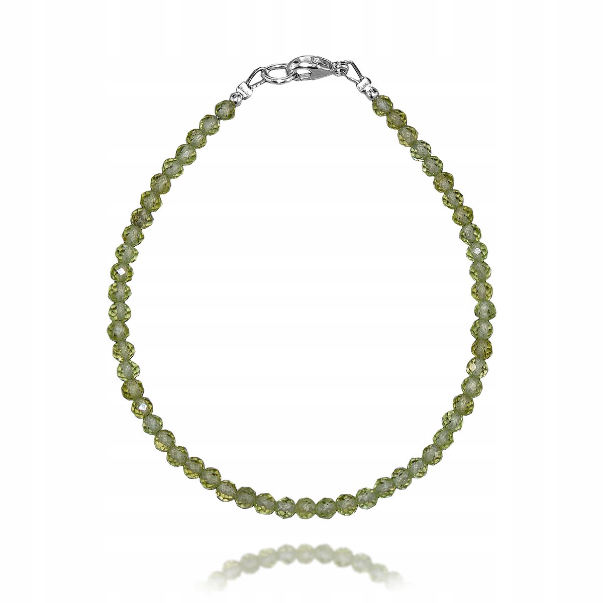 Bransoletka Naturalny PERIDOT OLIWIN fasetowany 3,0mm Srebrne Zapięcie 19cm
