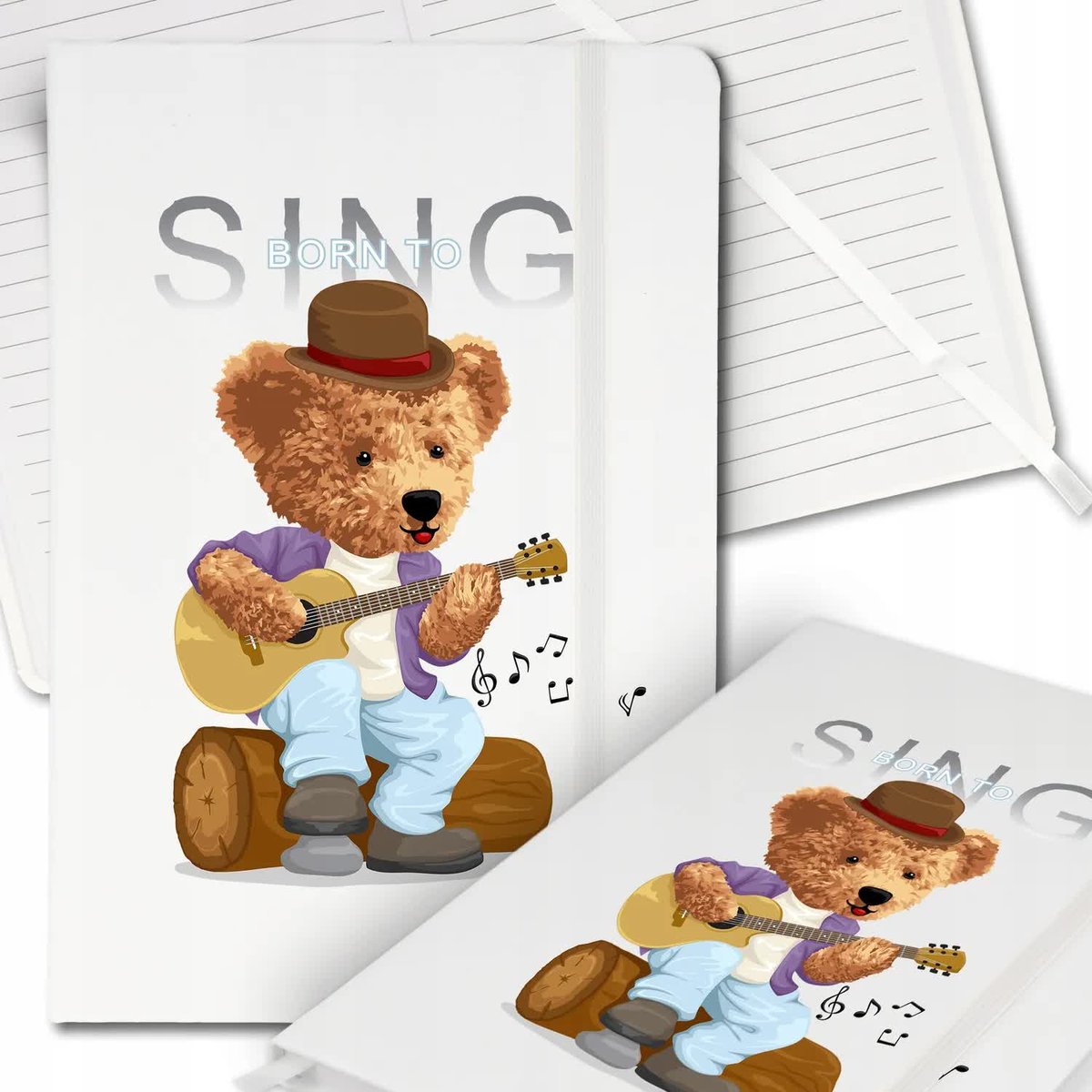 Notes Biały A5 Bullet Journal Born To Sing Wzory