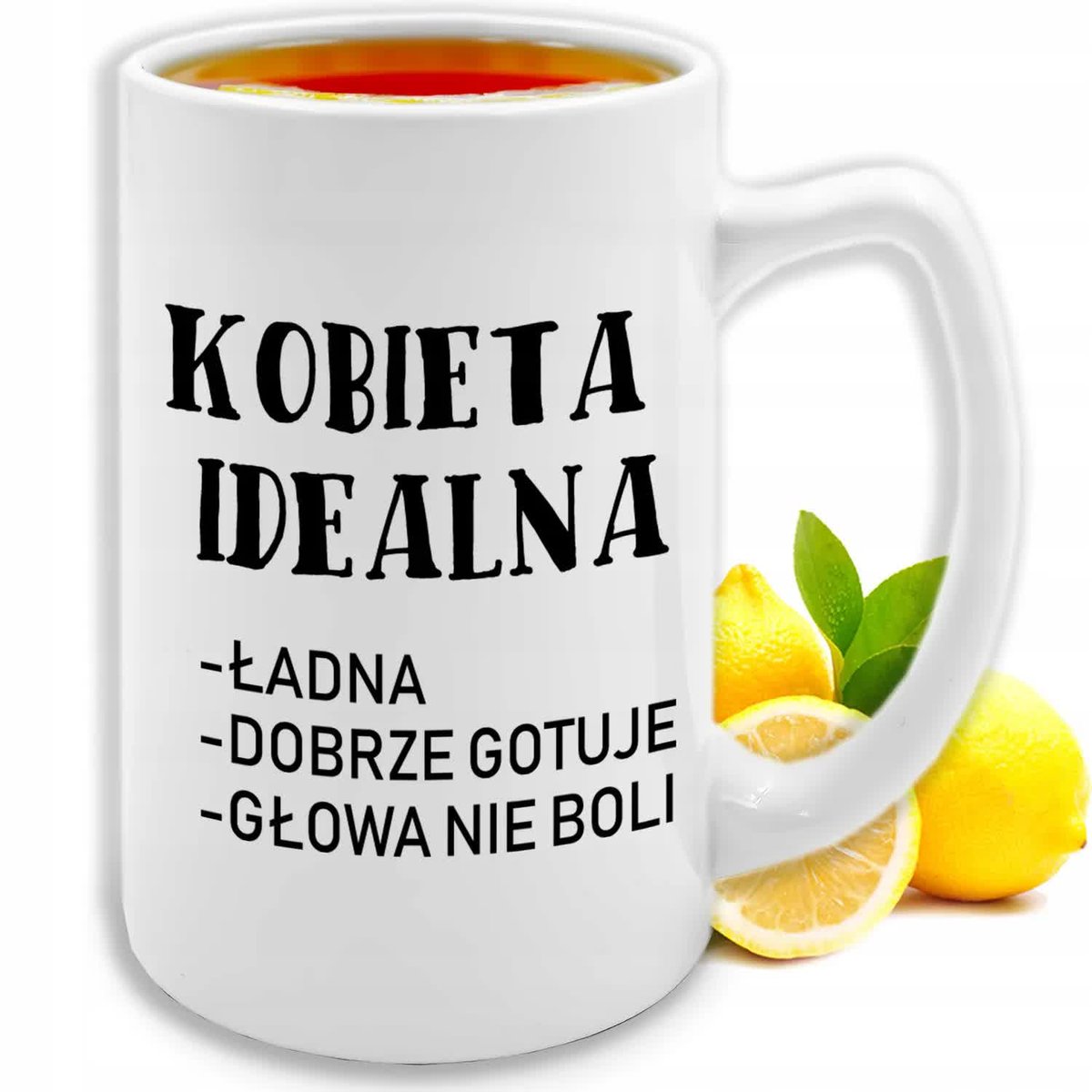 KUBEK DUŻY BIAŁY XXL KOBIETA IDEALNA Prezent dla Dziewczyny Żony Kochanki