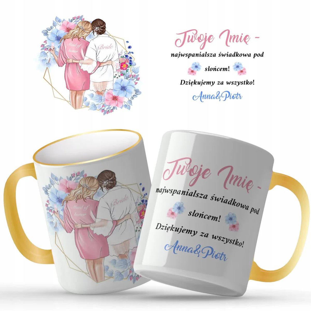 Kubek Złoty Podziękowanie Dla Świadkowej Ślub IMIĘ