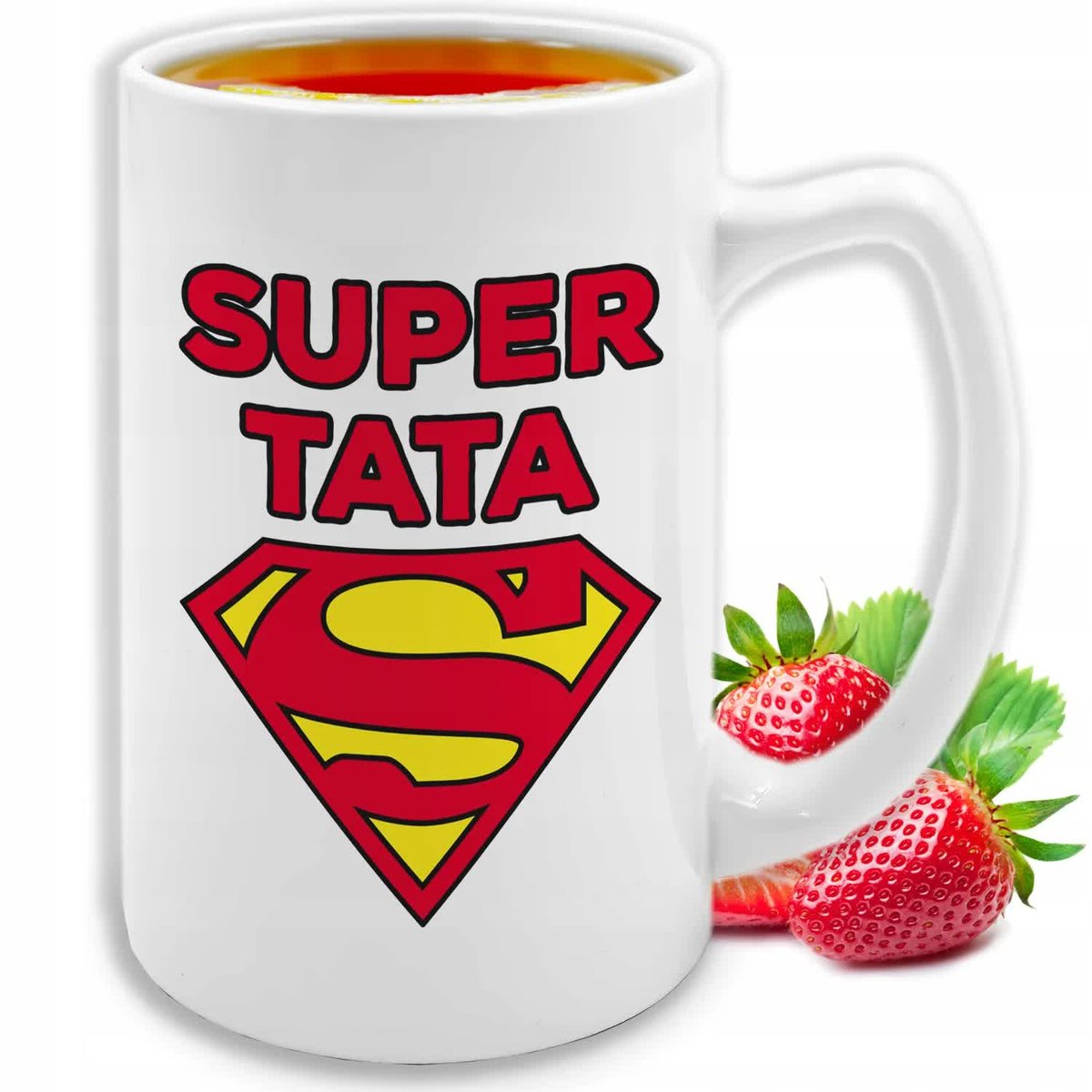 KUBEK DUŻY BIAŁY Super Tata Prezent Śmieszne Pozytywne TOP WIELE WZORÓW