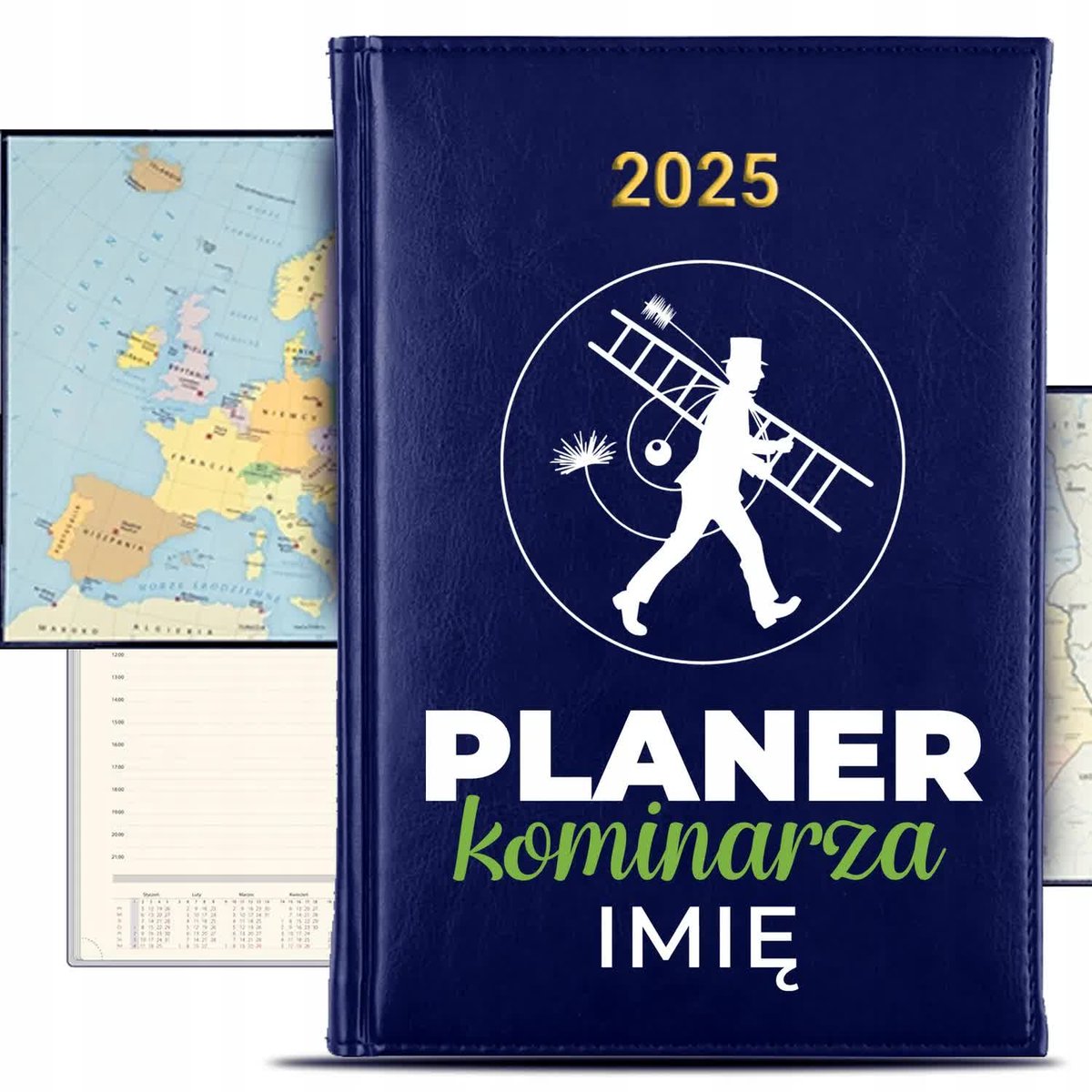 KALENDARZ 2025 Książkowy Granat Planer Terminarz KOMINIARZA Imię KREATOR
