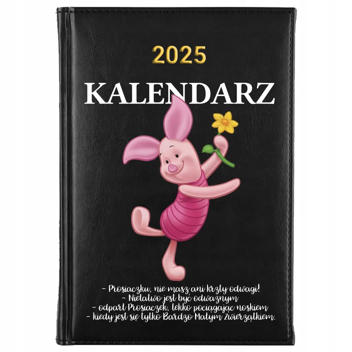 KALENDARZ CZARNY Planer A5 2025 Na Prezent Kubuś Puchatek PROSIACZEK Wzory
