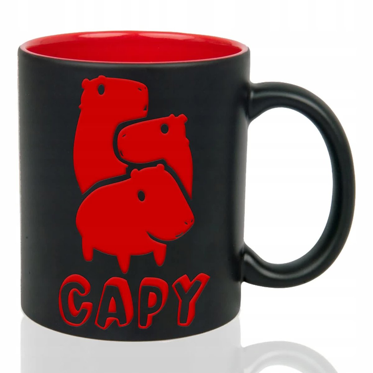 KUBEK GRAWER Czerwony Upominek Na Prezent Urodziny CAPY Capybara Wzory