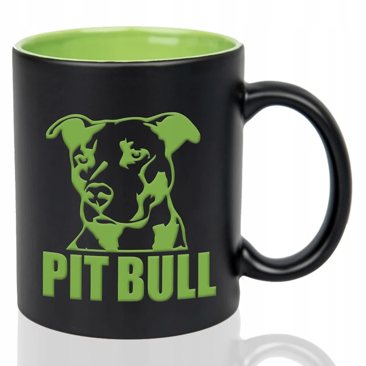 Kubek Czarny Wnętrze Zielone PIT BULL Grawer Na Prezent Mix Wielu Wzorów