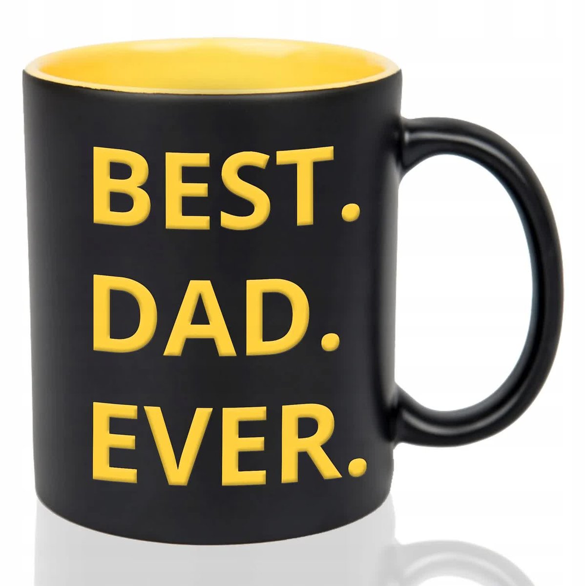 Kubek Czarny Wnętrze Żółte BEST DAD EVER Grawer Prezent Mix Wielu Wzorów