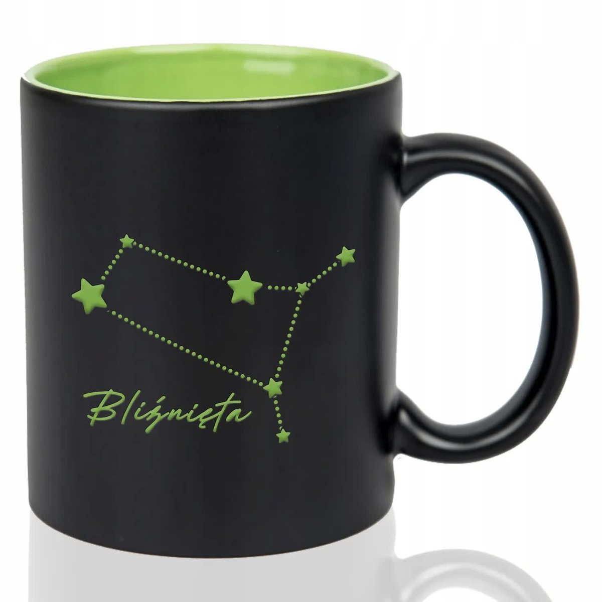 KUBEK ZIELONY GRAWER Prezent Na Urodziny ZNAKI ZODIAKU BLIŹNIĘTA Wzory