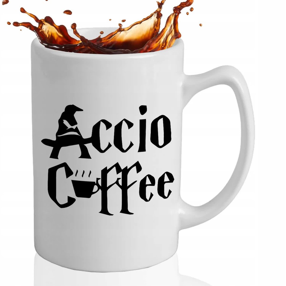 Kubek DUŻY BIAŁY Na Prezent Urodziny Dla Czarodzieja ACCIO COFFEE Wzory