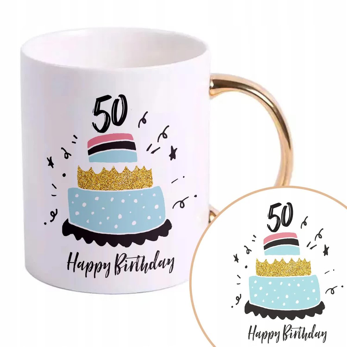 Kubek Złoty Prezent Urodziny 50 Pięćdziesiąte Wz