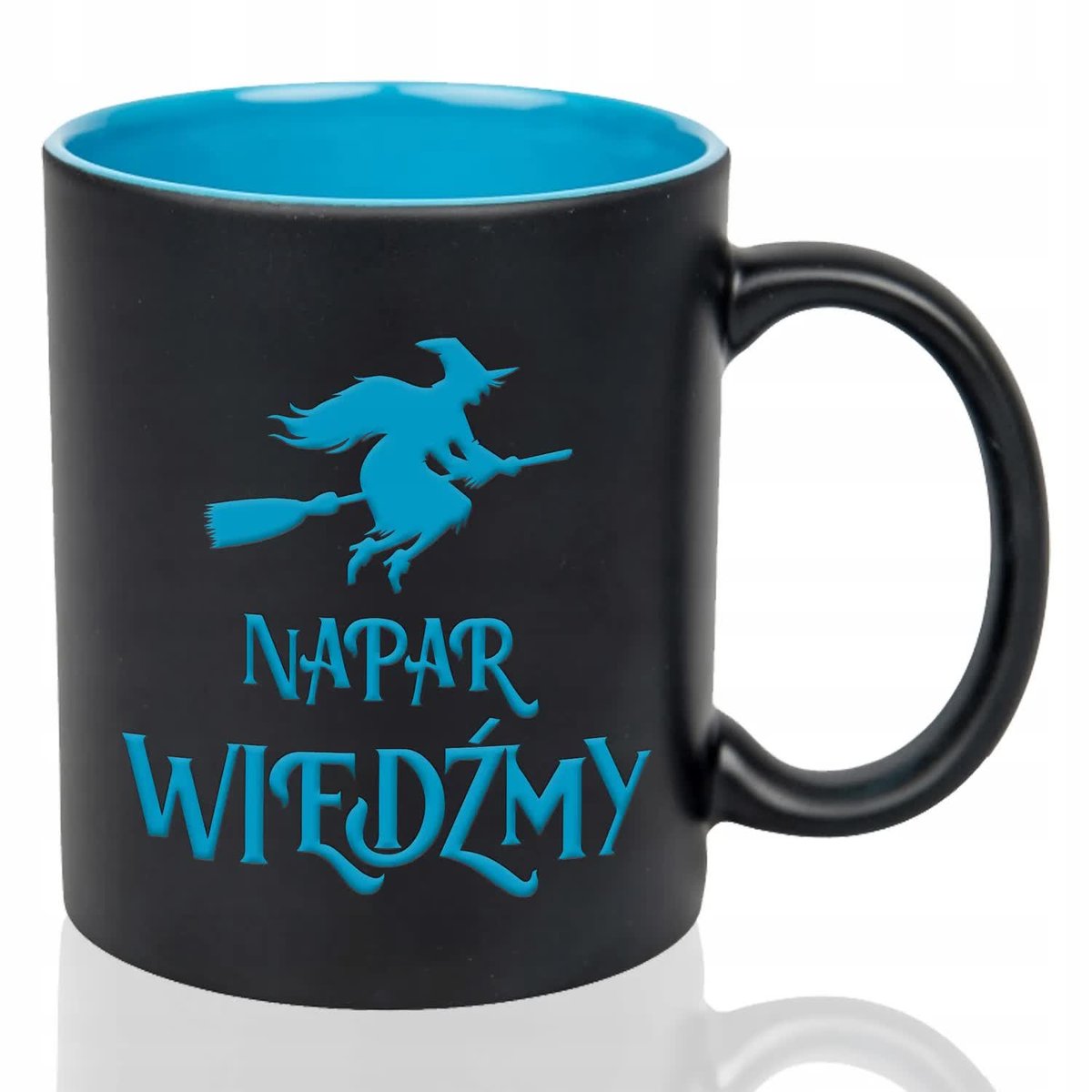Kubek Czarny Wnętrze Niebieskie NAPAR WIEDŹMY Grawer Prezent Mix Wzorów