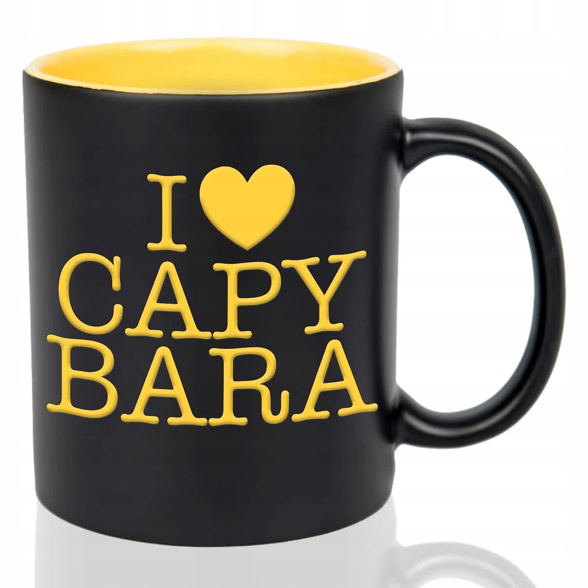 KUBEK GRAWER Żółty Upominek Na Prezent Urodziny I LOVE CAPY BARA Wzory