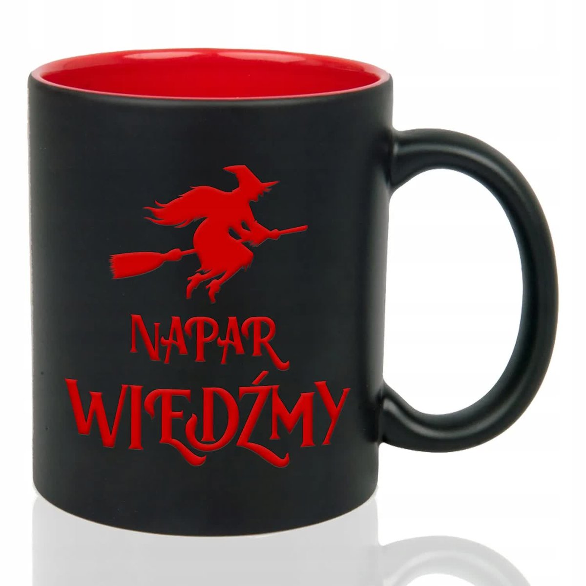 Kubek Czarny Wnętrze Czerwone NAPAR WIEDŹMY Grawer Prezent Wiele Wzorów